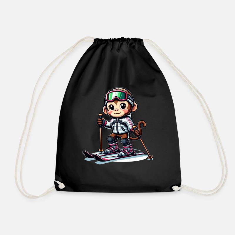 Cute Skier Monkey - Turnbeutel - Schwarz