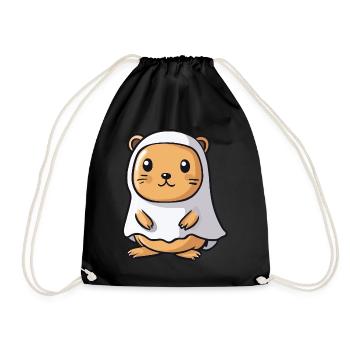Beaver Halloween Comic Ghost - Drawstring Bag - black - Front
