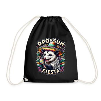 Funny opossum with sombrero and maracas - Drawstring Bag - black - Front