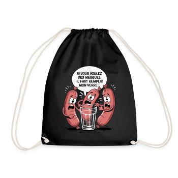 Merguez BBQ Cadeau Barbecue Humour - Sac de sport léger - noir - Devant
