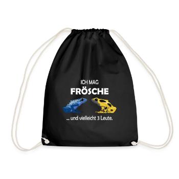 Ich mag Frösche und 3 Leute Pfeilgiftfrosch - Turnbeutel - Schwarz - Vorne