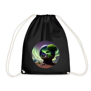 Northern Lights Bulb - Drawstring Bag - black - Front