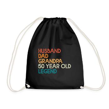 50 Years Anniversary Gift Husband Dad Grandpa - Drawstring Bag - black - Front