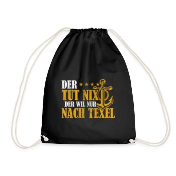 Texel Holland Spruch Anker - Turnbeutel - Schwarz - Vorne