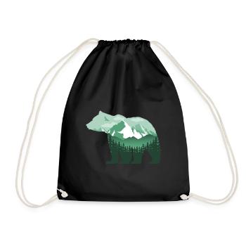 grizzly-bär grün natur berge gebirge T-Shirt - Turnbeutel - Schwarz - Vorne