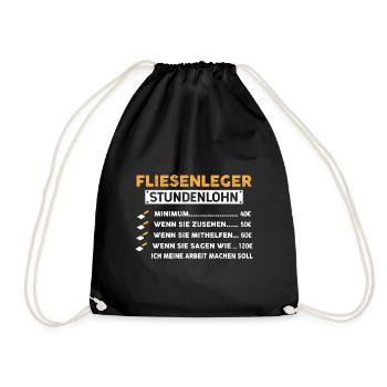 Handwerker Fliesenleger Spruch - Turnbeutel - Schwarz - Vorne