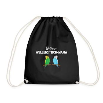 Weltbeste Wellensittich-Mama - Turnbeutel - Schwarz - Vorne