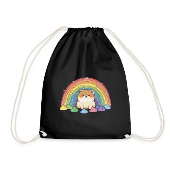 Akita Inu Hund Bunte Farben Regenbogen Kinder - Turnbeutel - Schwarz - Vorne