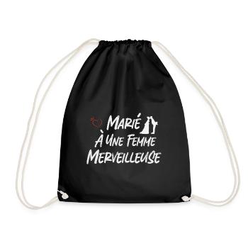 marié à une femme merveilleuse | mariage couple - Sac de sport léger - noir - Devant