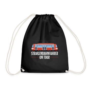 Straßenbahnfahrer unterwegs Straßenbahn Tram - Turnbeutel - Schwarz - Vorne