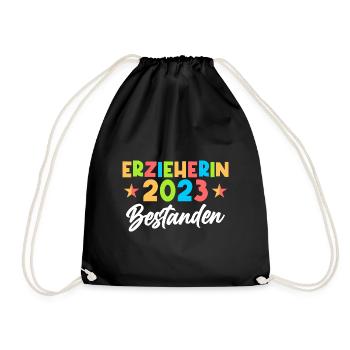 Erzieherin 2023 bestanden Kita Kindergarten - Turnbeutel - Schwarz - Vorne