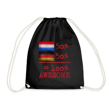 half Dutch Dutch german 50% - Drawstring Bag - black - Front
