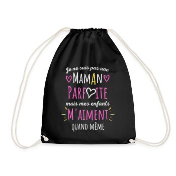 pas une Maman parfaite, citation maman enfant - Sac de sport léger - noir - Devant