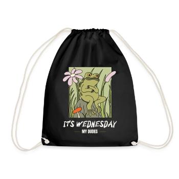 It is Wednesday my dudes! Meme Frosch - Turnbeutel - Schwarz - Vorne