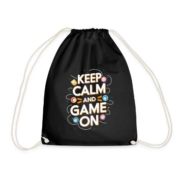 GAMER GAME ON KEEP CALM - Turnbeutel - Schwarz - Vorne