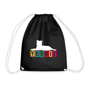 Yorkie Yorkshire Terrier with colorful letters - Drawstring Bag - black - Front