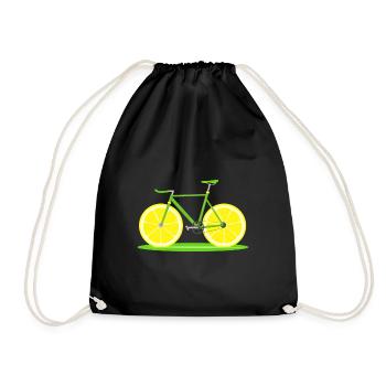 Lemon bicycle. Citrus bike. Cyclist gifts. Nature - Drawstring Bag - black - Front