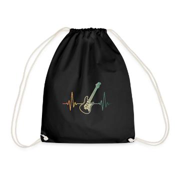 Guitar Heartbeat Guitarist Musician Shirt - Drawstring Bag - black - Front