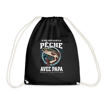 I just want to go fishing with Dad, and drink a - Drawstring Bag - black - Front