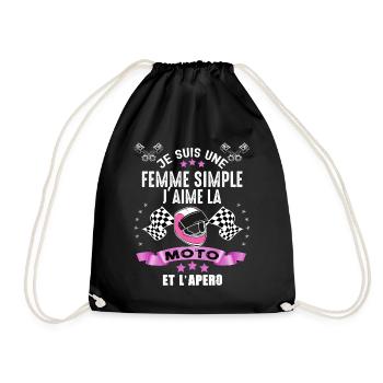 Femme Motarde Cadeau moto apero - Sac de sport léger - noir - Devant