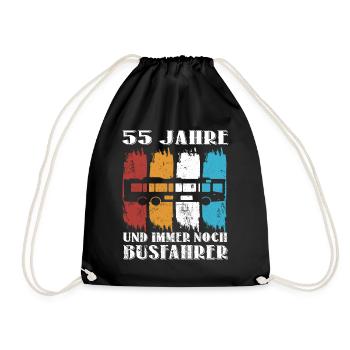 Busfahrer 55 Jahre Busfahren 55 Geburtstag Spruch - Turnbeutel - Schwarz - Vorne
