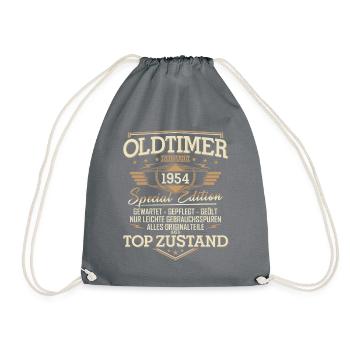 Oldtimer Baujahr Jahrgang 1954 Geburtstag Geschenk - Turnbeutel - Grau - Vorne