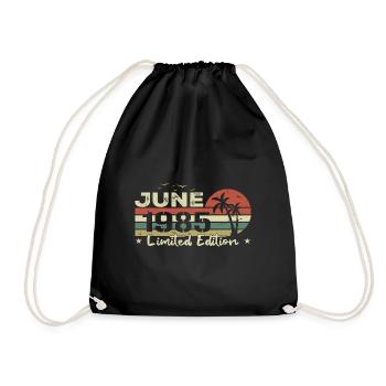 June 39th Anniversary Born 1985 Vibe Vintage - Drawstring Bag - black - Front