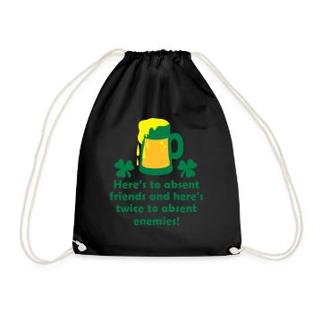 toast for st. patrick's beer mug - Drawstring Bag - black - Front