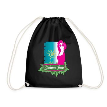 Summer time with sexy girl is wearing sunglasses - Drawstring Bag - black - Front