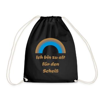 Regenbogen zu alt Motto scheiß witzig Geschenkidee - Turnbeutel - Schwarz - Vorne
