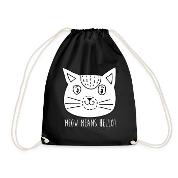 Visage de chat de dessin animé avec le sort - Sac de sport léger - noir - Devant