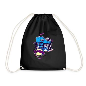Monster City 80s Retro Violet - Drawstring Bag - black - Front