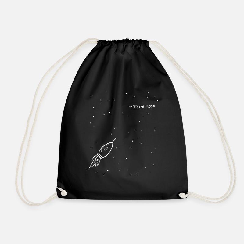 To The Moon And Back | Rakete | Partnerlook - Turnbeutel - Schwarz