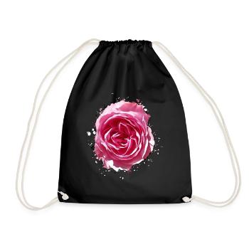 Flower / Flower / Rose - Drawstring Bag - black - Front
