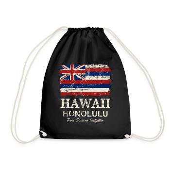 Hawaii Flag - Honolulu - Vintage Look - Turnbeutel - Schwarz - Vorne
