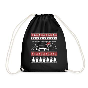 Teckel de Noël moche à travers la neige - Sac de sport léger - noir - Devant