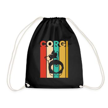 Corgi-Liebhabergeschenk, Weinlese-Corgi-Hintern, Corgi-Hintern - Turnbeutel - Schwarz - Vorne