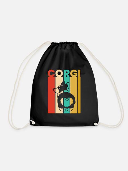 Corgi lovers gift, vintage corgi butt, corgi butts - Drawstring Bag - black