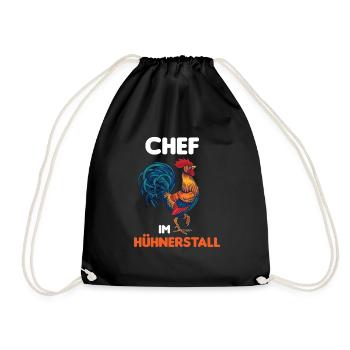 Chef im Hühnerstall lustiges Hahn Design - Turnbeutel - Schwarz - Vorne