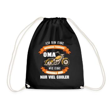 Biker Oma wie eine normale Oma nur viel cooler - Turnbeutel - Schwarz - Vorne