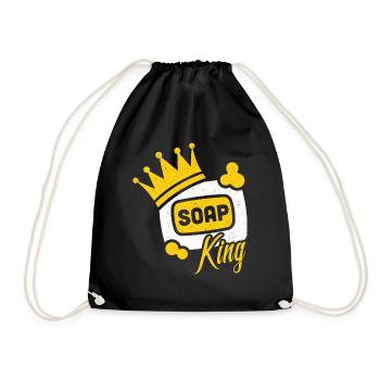 Soap king - saponification soap maker gift - Drawstring Bag - black - Front