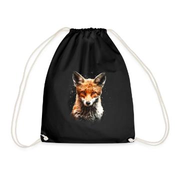 Fuchs mit Farbklecksen - Turnbeutel - Schwarz - Vorne