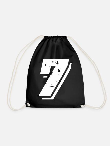 7 Zahl Symbol - Turnbeutel - Schwarz