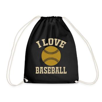 I Love Baseball Shirt - Turnbeutel - Schwarz - Vorne