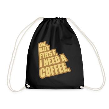 Fist I need Coffee - Turnbeutel - Schwarz - Vorne