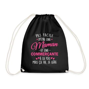 maman et commerçante à la fois - maman commerçante - Sac de sport léger - noir - Devant