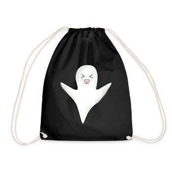 Kawaii Ghost Ghosts Halloween Halloween Costume - Drawstring Bag - black - Front