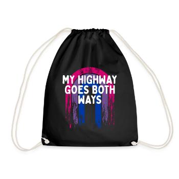 My Highway Goes Both Ways Bisexual LGBTQ Bi Pride - Turnbeutel - Schwarz - Vorne