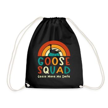 Goose Squad : oiseau mignon, oies drôles, nature - Sac de sport léger - noir - Devant