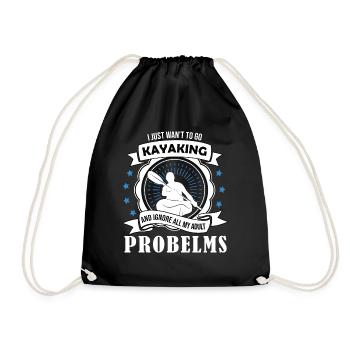 Kayaking no problems paddling kayak river sport - Turnbeutel - Schwarz - Vorne